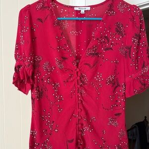 Madewell Red Ruched Blouse